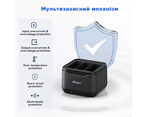 Зарядное устройство aMagisn для 3-х аккумуляторов GoPro HERO13 Black (без АКБ)