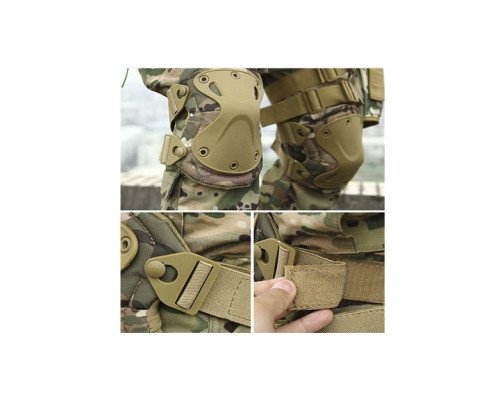 Комплект тактической защиты наколенники + налокотники (ABS, полиестер 600D, MultiCam Arid (светло-зеленый) (11670-ma)