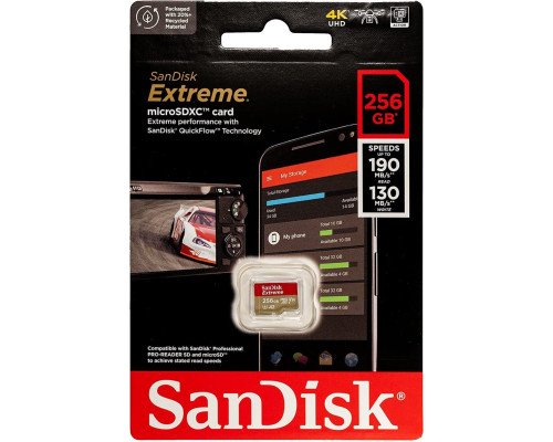 Карта памяти SanDisk Extreme 256GB microSDXC без адаптера (190/130 MB/s UHS-I V30 U3 Class 10) - фото 2