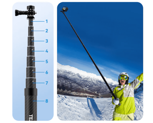 Монопод TELESIN Carbon Fiber Selfie Stick (44-300см.) (GP-MNP-300-3) - фото 9