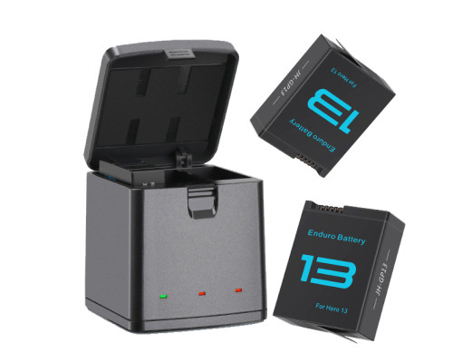 Зарядное устройство TELESIN для 3-х аккумуляторов GoPro HERO13 Black с 2 аккумуляторами