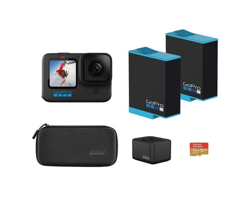 Комплект GoPro HERO10 Black + Dual Battery Charger + Battery (2 Total) + 64GB MicroSD