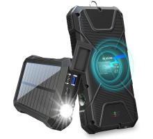 Портативное зарядное устройство с фонариком и компасом BLAVOR Solar Charger Power Bank 18W (черное)