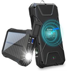 Портативное зарядное устройство с фонариком и компасом BLAVOR Solar Charger Power Bank 18W (черное)