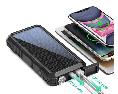 Портативное зарядное устройство с фонариком и компасом BLAVOR Solar Charger Power Bank 18W (черное)