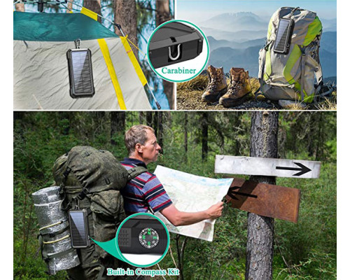 Портативное зарядное устройство с фонариком и компасом BLAVOR Solar Charger Power Bank 18W (черное)