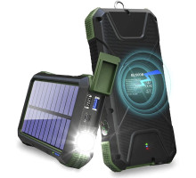 Портативное зарядное устройство с фонариком и компасом BLAVOR Solar Charger Power Bank 18W (темно-зеленое)