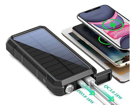 Портативное зарядное устройство с фонариком и компасом BLAVOR Solar Charger Power Bank 18W (темно-зеленое)