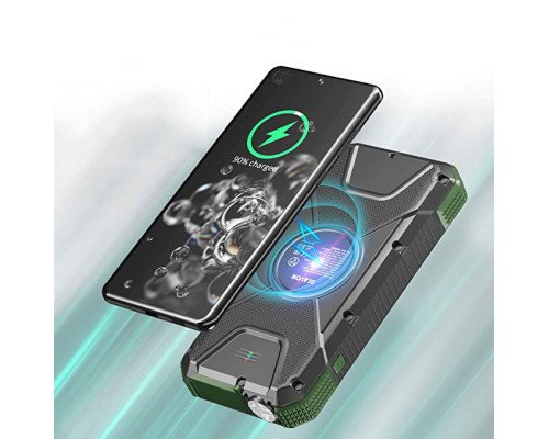 Портативное зарядное устройство с фонариком и компасом BLAVOR Solar Charger Power Bank 18W (темно-зеленое)