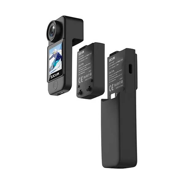 SJCAM C300 у розібраному вигляді, акумуляторний модуль від'єднаний від основного блока камери